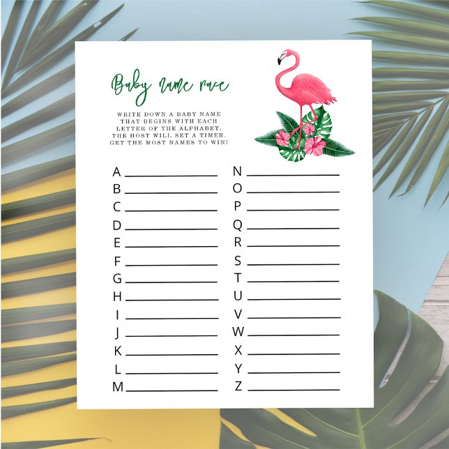 Waterverf Flamingo - Baby naam race spel (Creator heeft geüpload)