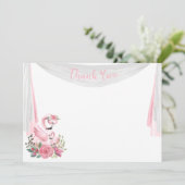 Waterverf Flamingo Baby Shower Bedankkaart Kaart (Staand voorkant)