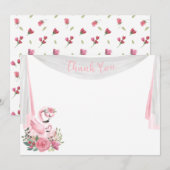 Waterverf Flamingo Baby shower Dank u Kaart (Voorkant / Achterkant)