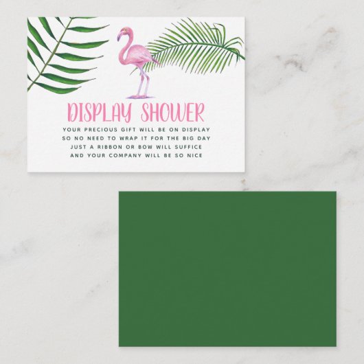 Waterverf Flamingo Baby shower Display Shower Informatiekaartje (Voorkant / Achterkant)