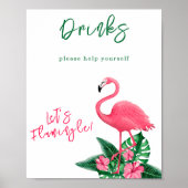Waterverf flamingo baby shower - Dranken Poster (Voorkant)