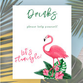 Waterverf flamingo baby shower - Drinken Poster