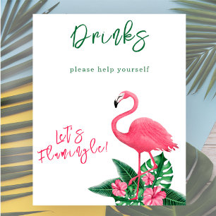 Waterverf flamingo baby shower - Drinken Poster