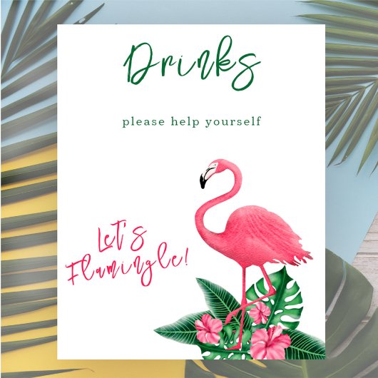 Waterverf flamingo baby shower - Drinken Poster