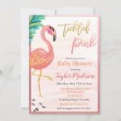 Waterverf Flamingo Baby shower Uitnodiging (Voorkant)