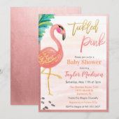 Waterverf Flamingo Baby shower Uitnodiging (Voorkant / Achterkant)