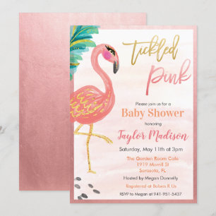 Waterverf Flamingo Baby shower Uitnodiging