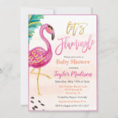 Waterverf Flamingo Baby shower Uitnodiging (Voorkant)