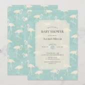 Waterverf Flamingo Baby shower Uitnodiging (Voorkant / Achterkant)