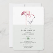 Waterverf Flamingo Baby shower Uitnodiging (Voorkant)