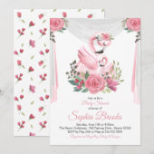 Waterverf Flamingo Baby shower Uitnodiging (Voorkant / Achterkant)