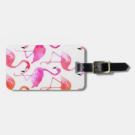 Waterverf Flamingo |  Bagagelabel (Voorkant horizontaal)
