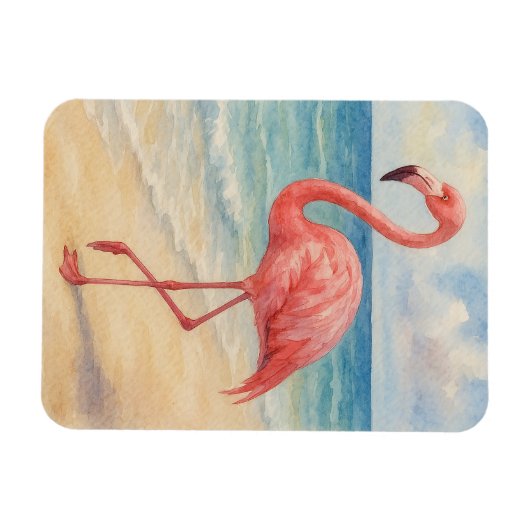 Waterverf Flamingo Beach Magneet (Horizontaal)