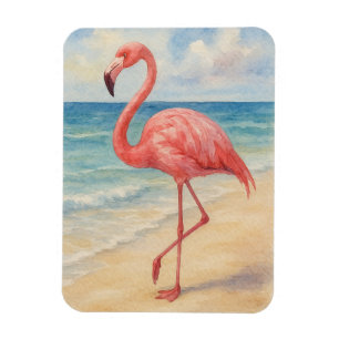 Waterverf Flamingo Beach Magneet