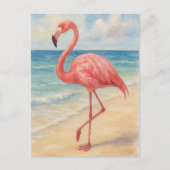 Waterverf Flamingo Beach Post Kaart (Voorkant)
