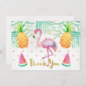 Waterverf Flamingo Birthday Dank u wel Bedankkaart (Voorkant / Achterkant)