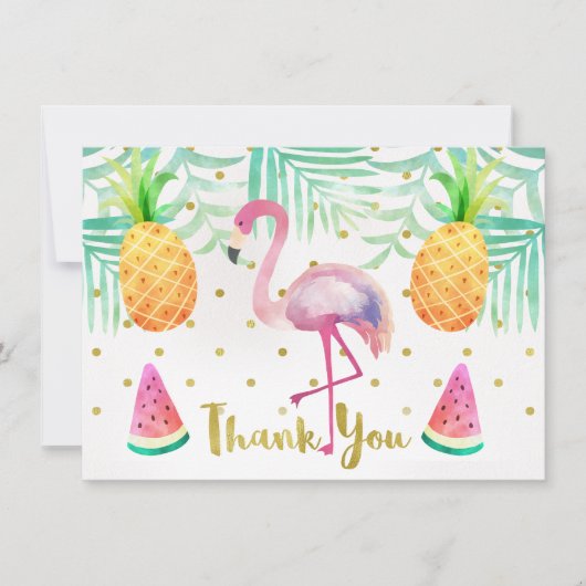 Waterverf Flamingo Birthday Dank u wel Bedankkaart (Voorkant)