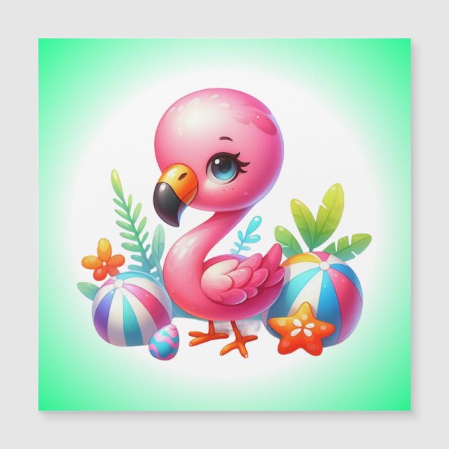 Waterverf Flamingo Cartoon Clipart (Voorkant)