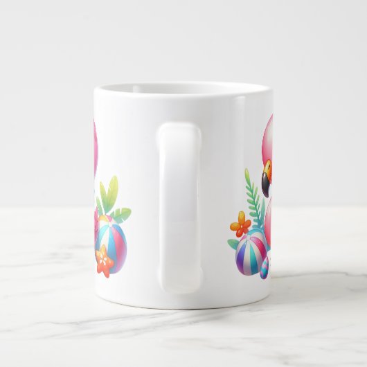 Waterverf Flamingo Cartoon Clipart Grote Koffiekop (Achterkant)