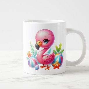 Waterverf Flamingo Cartoon Clipart Grote Koffiekop