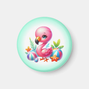 Waterverf Flamingo Cartoon Clipart Magneet