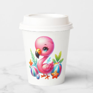 Waterverf Flamingo Cartoon Clipart Papieren Bekers