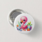 Waterverf Flamingo Cartoon Clipart Ronde Button 3,2 Cm (Voorkant /achterkant)