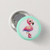 Waterverf Flamingo Cartoon Clipart Ronde Button 3,2 Cm (Voorkant /achterkant)