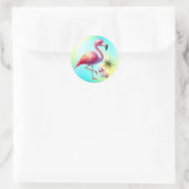 Waterverf Flamingo Cartoon Clipart Ronde Sticker (Tas)