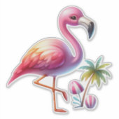 Waterverf Flamingo Cartoon Clipart Sticker (Voorkant)