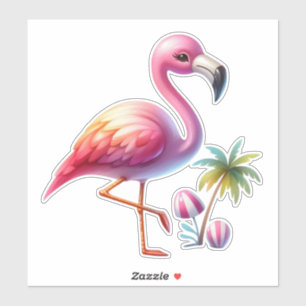 Waterverf Flamingo Cartoon Clipart Sticker