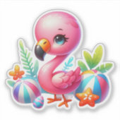 Waterverf Flamingo Cartoon Clipart Sticker (Voorkant)