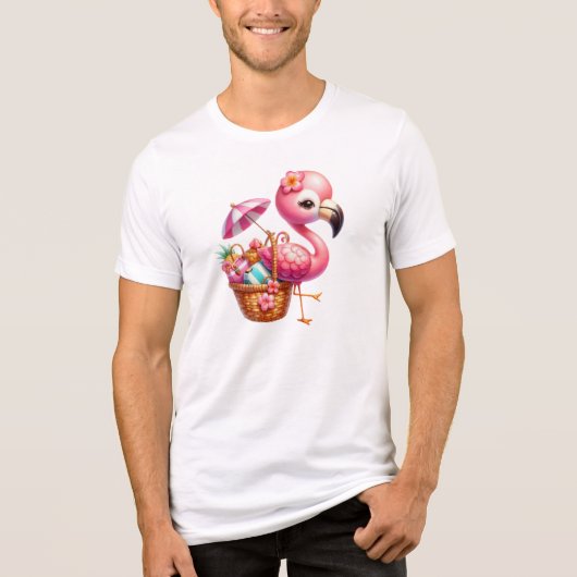 Waterverf Flamingo Cartoon Clipart Tri-Blend Shirt (Voorkant)