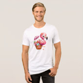 Waterverf Flamingo Cartoon Clipart Tri-Blend Shirt (Voorkant volledig)
