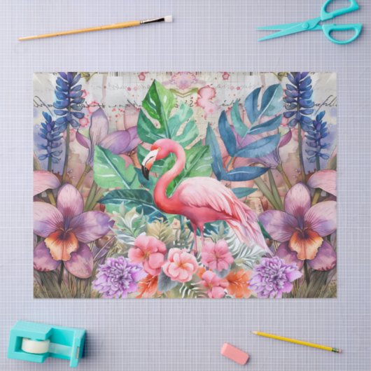 Waterverf flamingo decoupage tissuepapier (Craft)