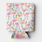 Waterverf Flamingo en Ananas: Tropische Set. Blikjeskoeler (Voorkant)