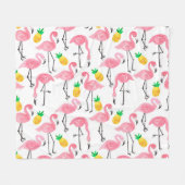 Waterverf Flamingo en Ananas: Tropische Set. Fleece Deken (Voorkant (Horizontaal))