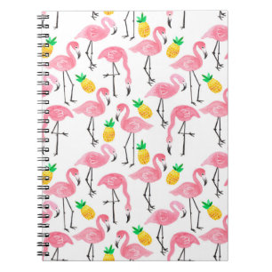 Waterverf Flamingo en Ananas: Tropische Set. Notitieboek