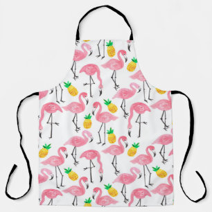 Waterverf Flamingo en Ananas: Tropische Set. Schort
