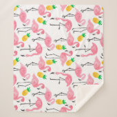 Waterverf Flamingo en Ananas: Tropische Set. Sherpa Deken (Voorkant)