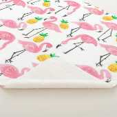 Waterverf Flamingo en Ananas: Tropische Set. Sherpa Deken (3/4)