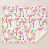 Waterverf Flamingo en Ananas: Tropische Set. Sherpa Deken (Voorkant (horizontaal))
