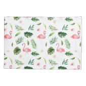 Waterverf Flamingo en Greenery Tropical Pattern Kussensloop (Achterkant)