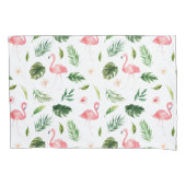 Waterverf Flamingo en Greenery Tropical Pattern Kussensloop (Voorkant)