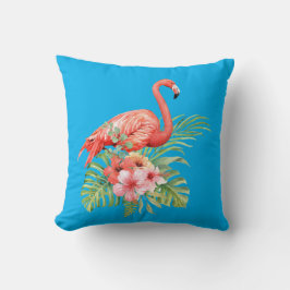 Waterverf Flamingo en Hibiscus Flowers Kussen