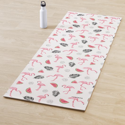 Waterverf Flamingo en Watermeloen Patroon Custom Yogamat (In situ)