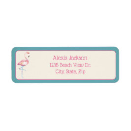 Waterverf Flamingo Etiket