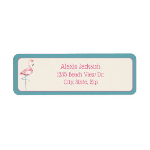 Waterverf Flamingo Etiket