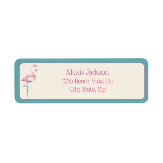 Waterverf Flamingo Etiket (Voorkant)