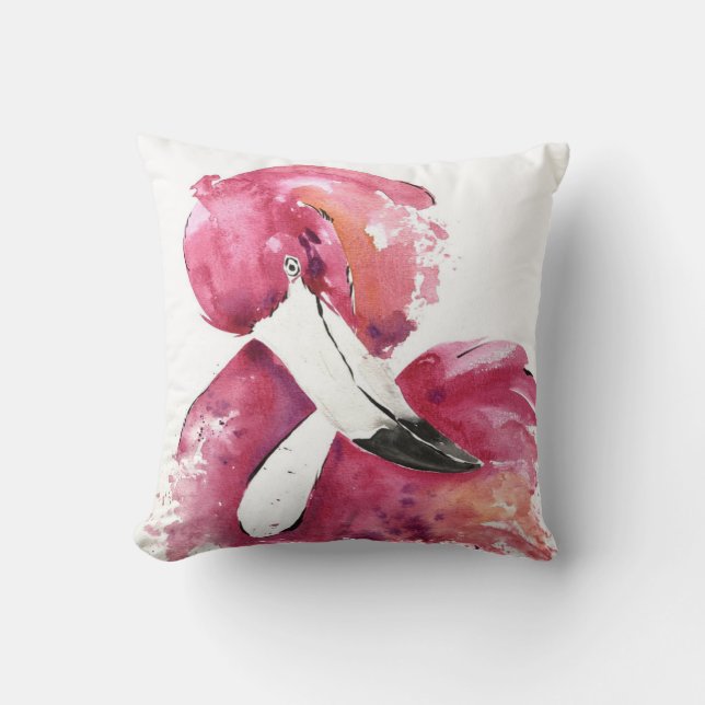 Waterverf Flamingo Gifts Lover | Flamingoliefhebbe Kussen (Voorkant)